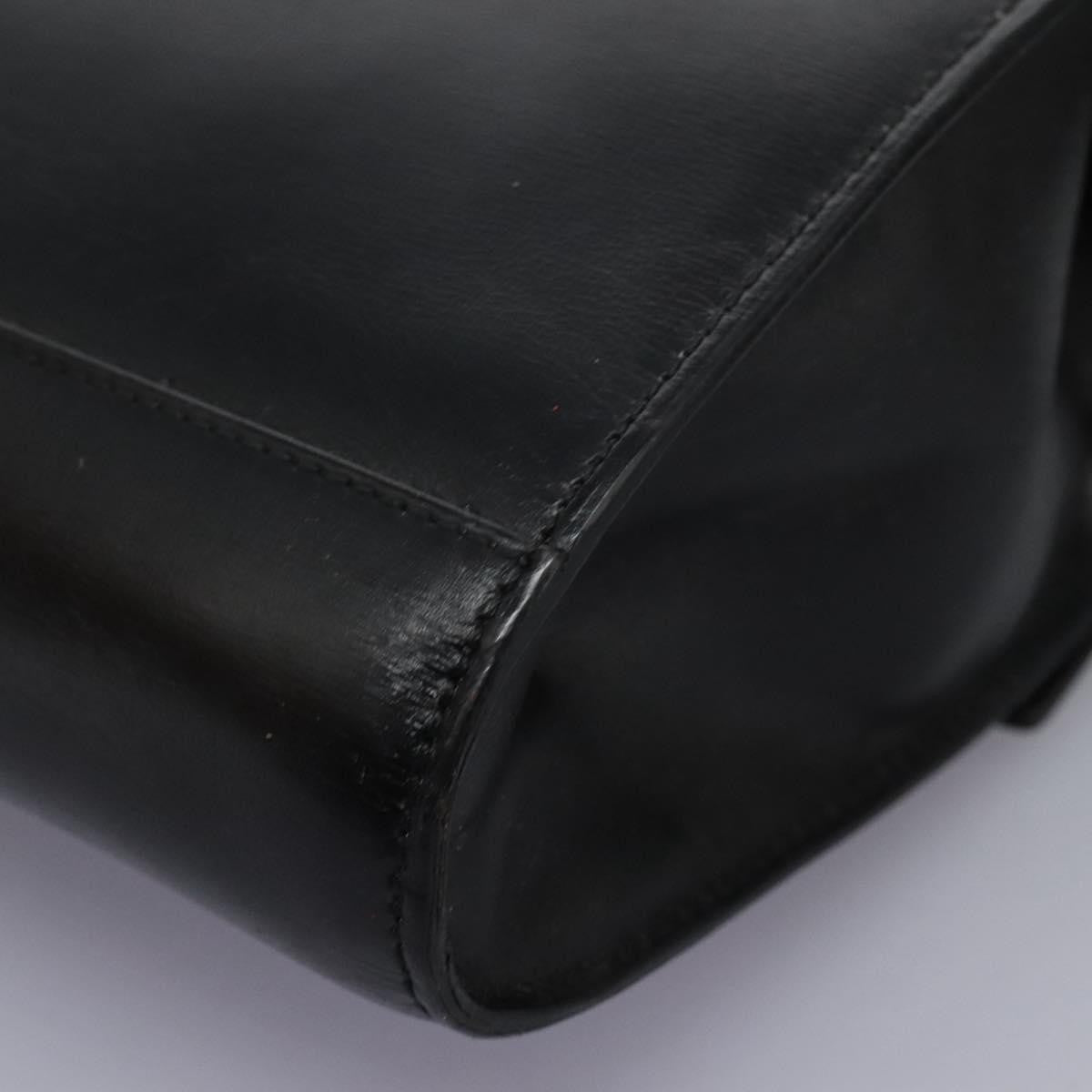 Celine Vintage Circle Logo Leather Black Leather Bag (Pre-Owned)