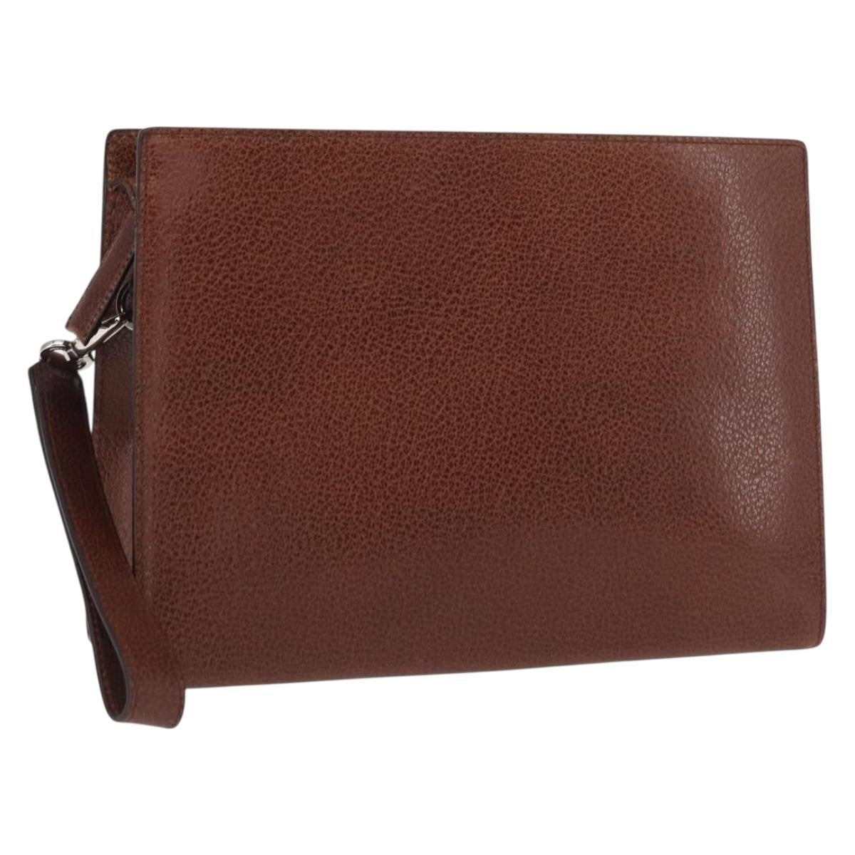 Salvatore Ferragamo Vintage Clutch Leather Brown Leather Clutche & Pouche Bag (Pre-Owned)
