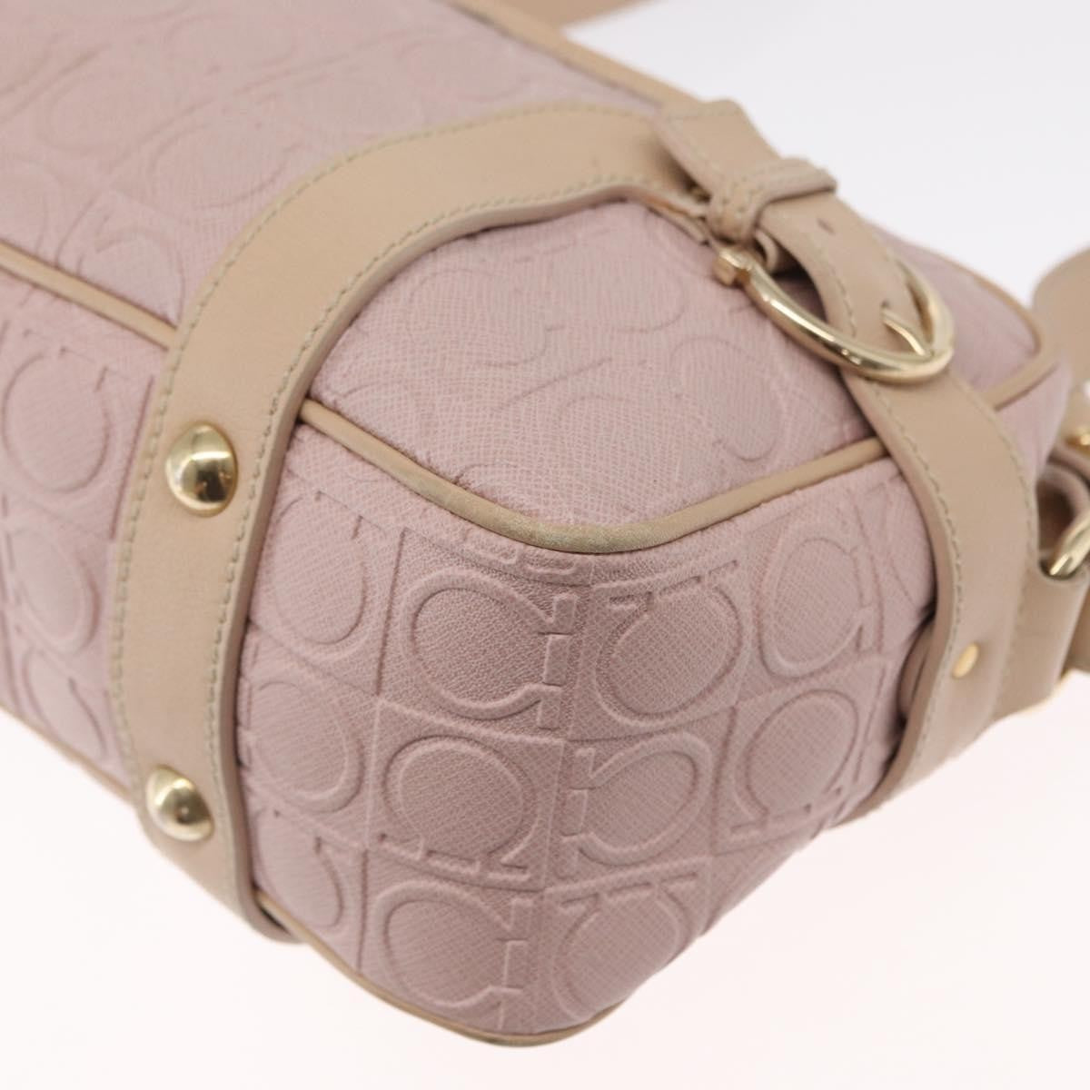 Salvatore Ferragamo Gancini Leather Pink Leather Shoulder Bag Bag (Pre-Owned)
