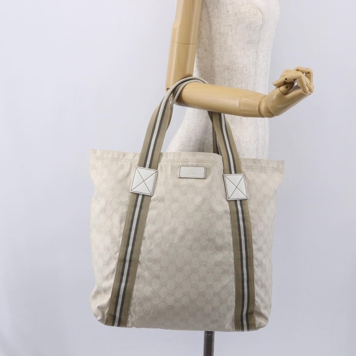 Gucci Original Web Gg Canvas Beige Canvas Tote Bag Bag (Pre-Owned)