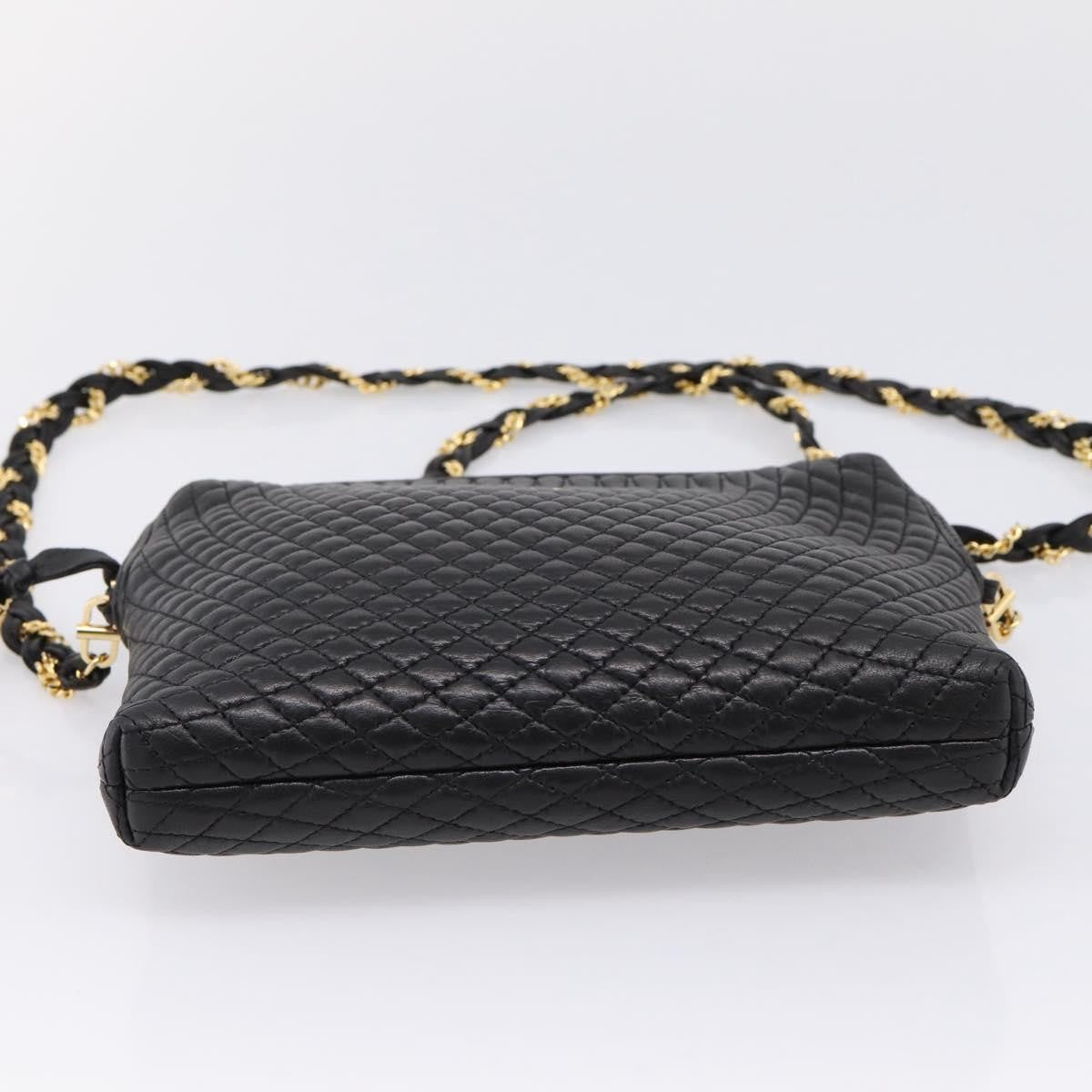 Bally Vintage Chain Quilted Leather Black Leather Shoulder Bag Bag (Pre-Owned)