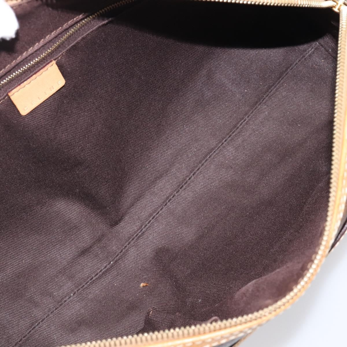 Celine Vintage Shoulder Bag Macadam Canvas & Leather Brown Pvc Shoulder Bag Bag (Pre-Owned)