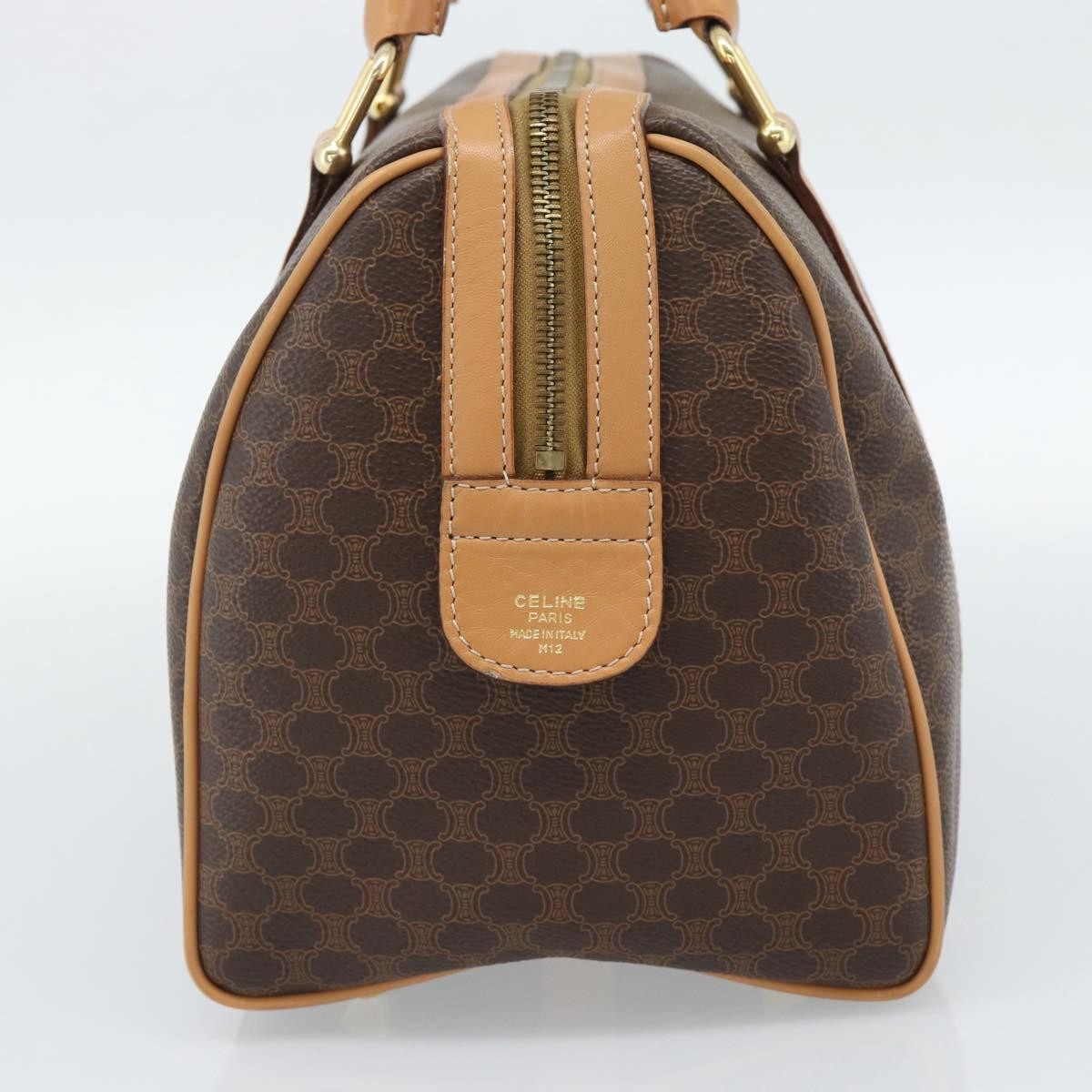 Celine Vintage Boston Macadam Coated Canvas Brown Pvc Handbag (Pre-Owned)