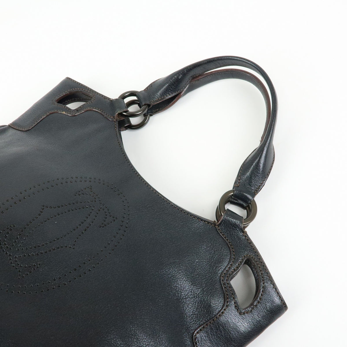 Cartier Marcello Leather Black Leather Handbag (Pre-Owned)