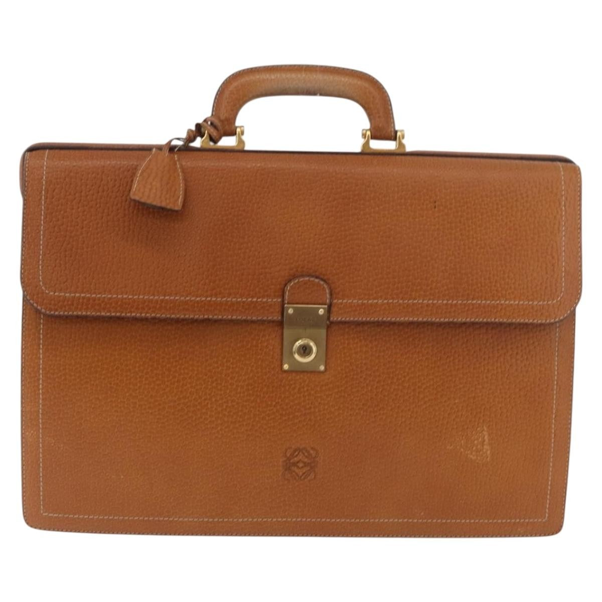 Loewe Anagram Business Leather Brown Leather Briefcase Bag (Pre-Owned)