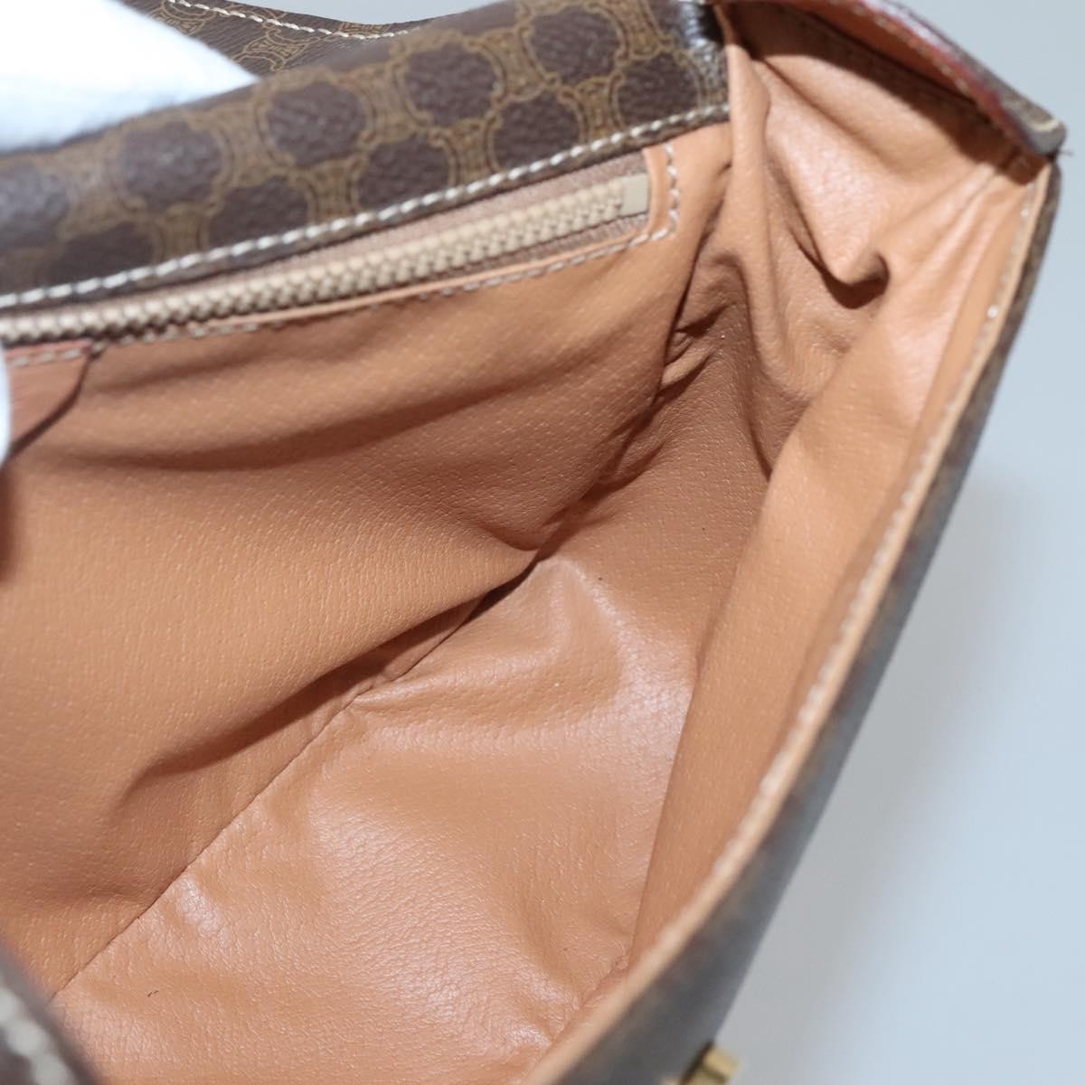Celine Vintage Macadam Canvas And Leather Brown Canvas Shoulder Bag Bag (Pre-Owned)