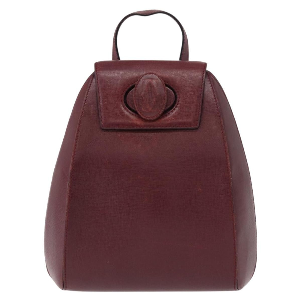 Cartier Happy Birthday Leather Burgundy Leather Backpack Bag (Pre-Owned)