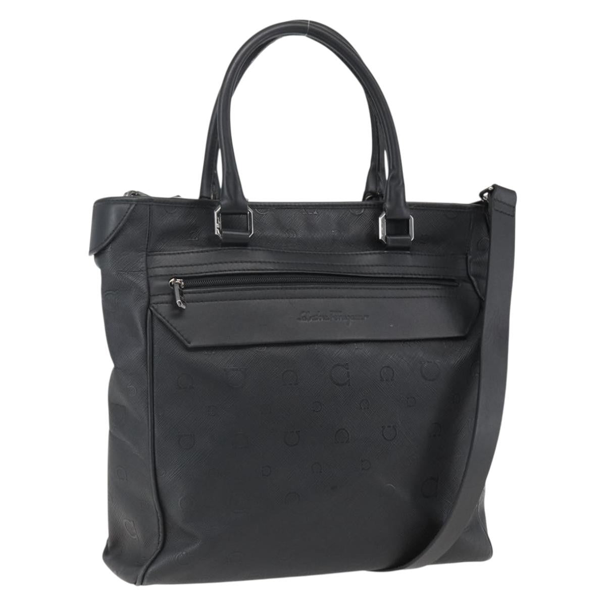 Salvatore Ferragamo Vintage Leather Black Leather Tote Bag Bag (Pre-Owned)