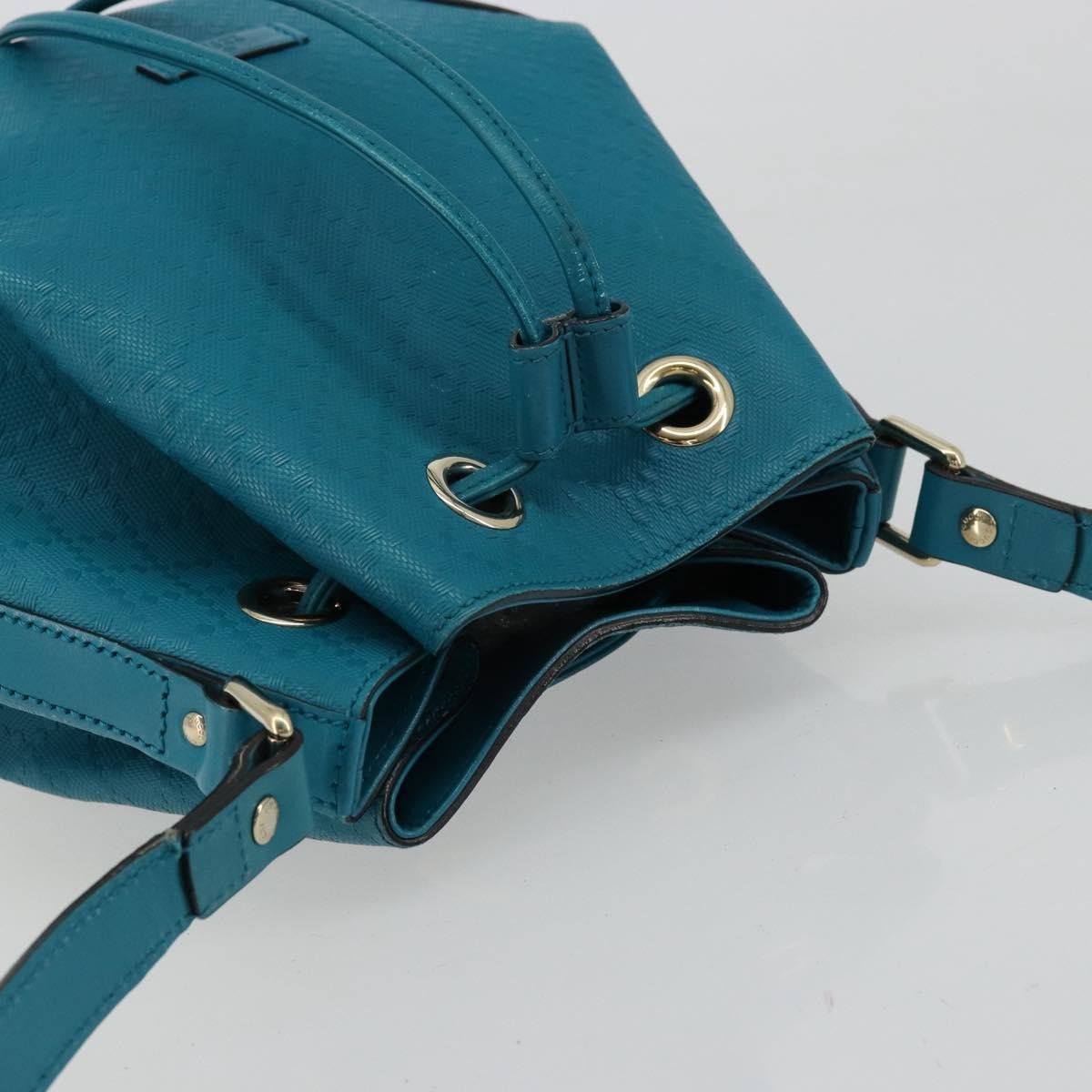 Gucci Bright Bucket Diamante Leather Blue Leather Shoulder Bag Bag (Pre-Owned)