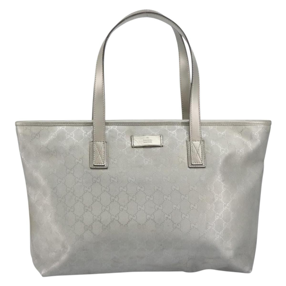 Gucci Plus Tote Gg Imprime Silver Canvas Tote Bag Bag (Pre-Owned)