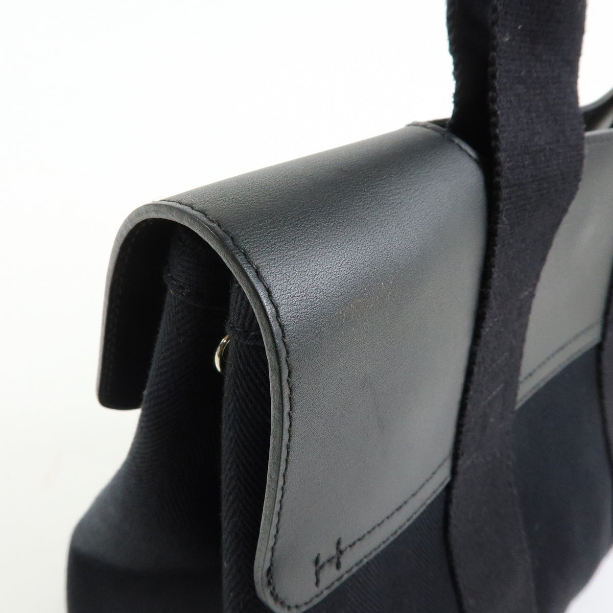 Hermes Valparaiso Toile And Leather Black Canvas Handbag (Pre-Owned)