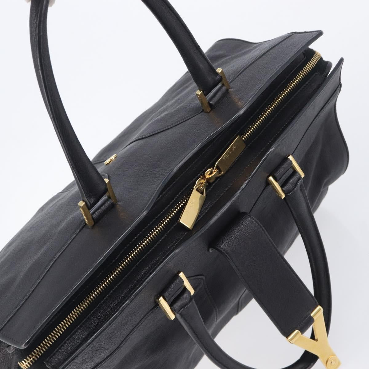 Saint Laurent Classic Y Cabas Leather Black Leather Tote Bag Bag (Pre-Owned)