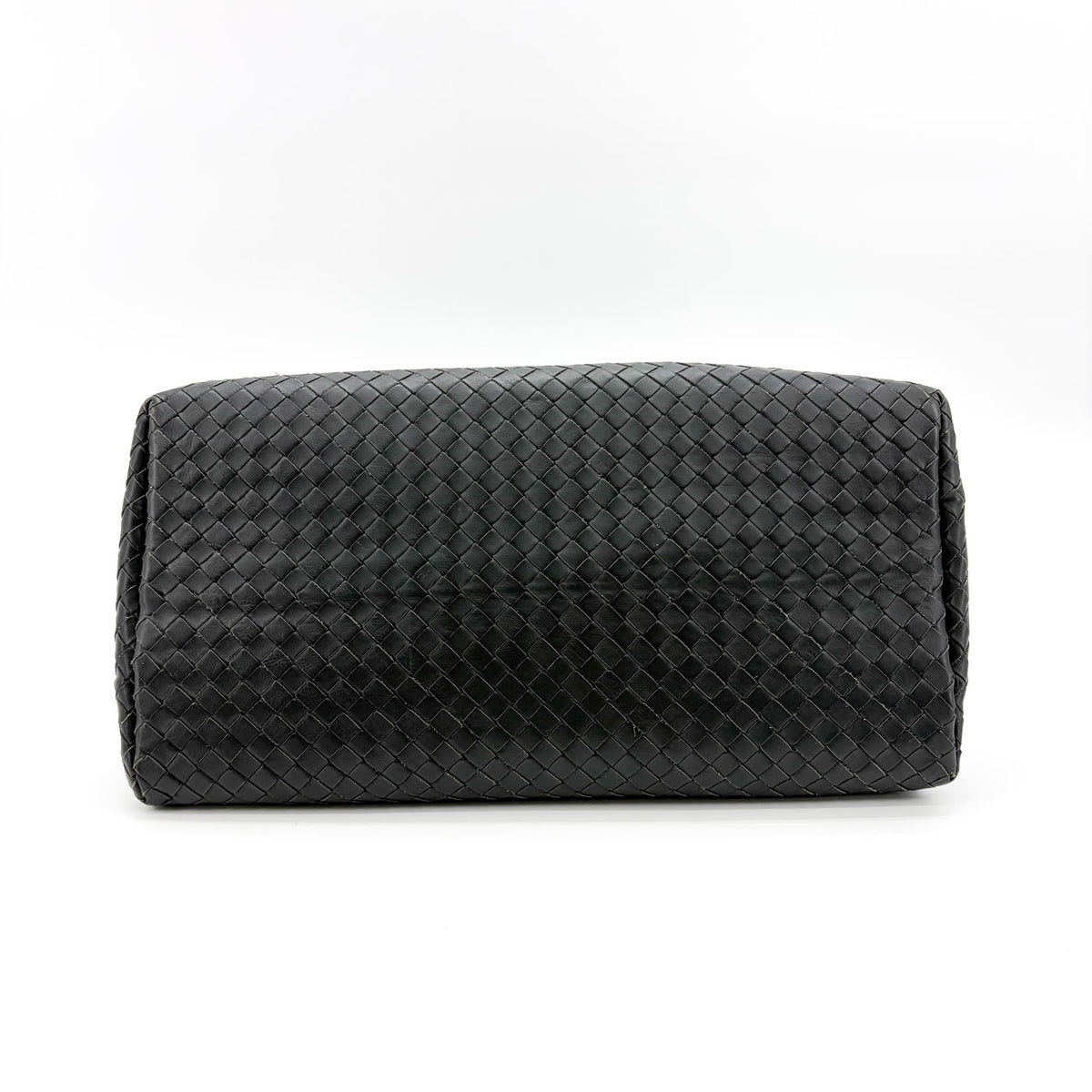 Bottega Veneta Roma Intrecciato Nappa Gray Leather Handbag (Pre-Owned)