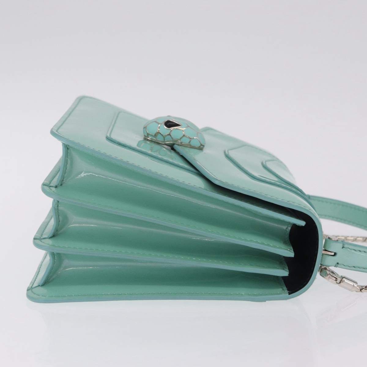 Bvlgari Serpenti Forever Top Handle Patent Green Patent_Leather Handbag (Pre-Owned)