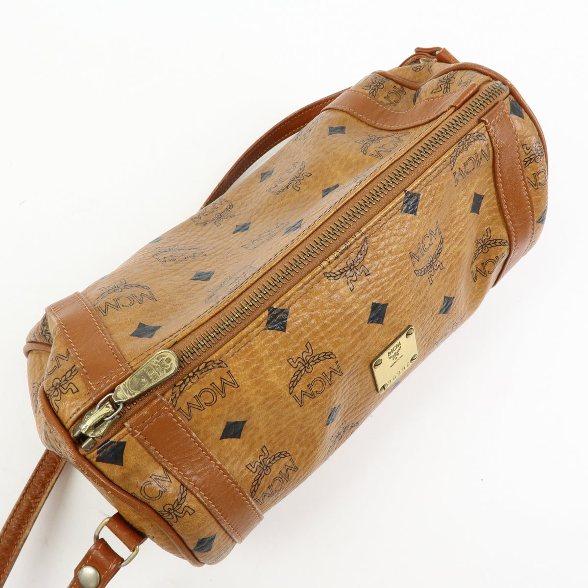 MCM Visetos Leather Brown Leather Shoulder Bag Bag (Pre-Owned)