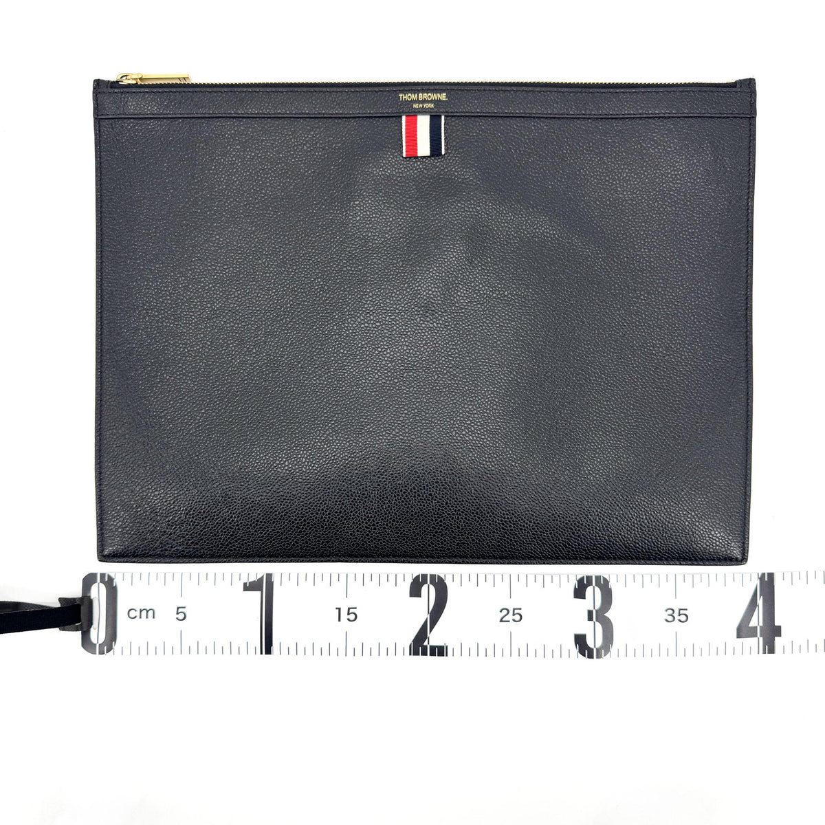 Thom Browne Zip Document Holder Leather With Applique Navy Leather Briefcase Bag (Pre-Owned)