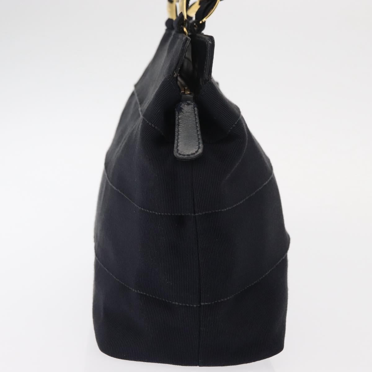 Salvatore Ferragamo Vala Canvas Navy Canvas Handbag (Pre-Owned)
