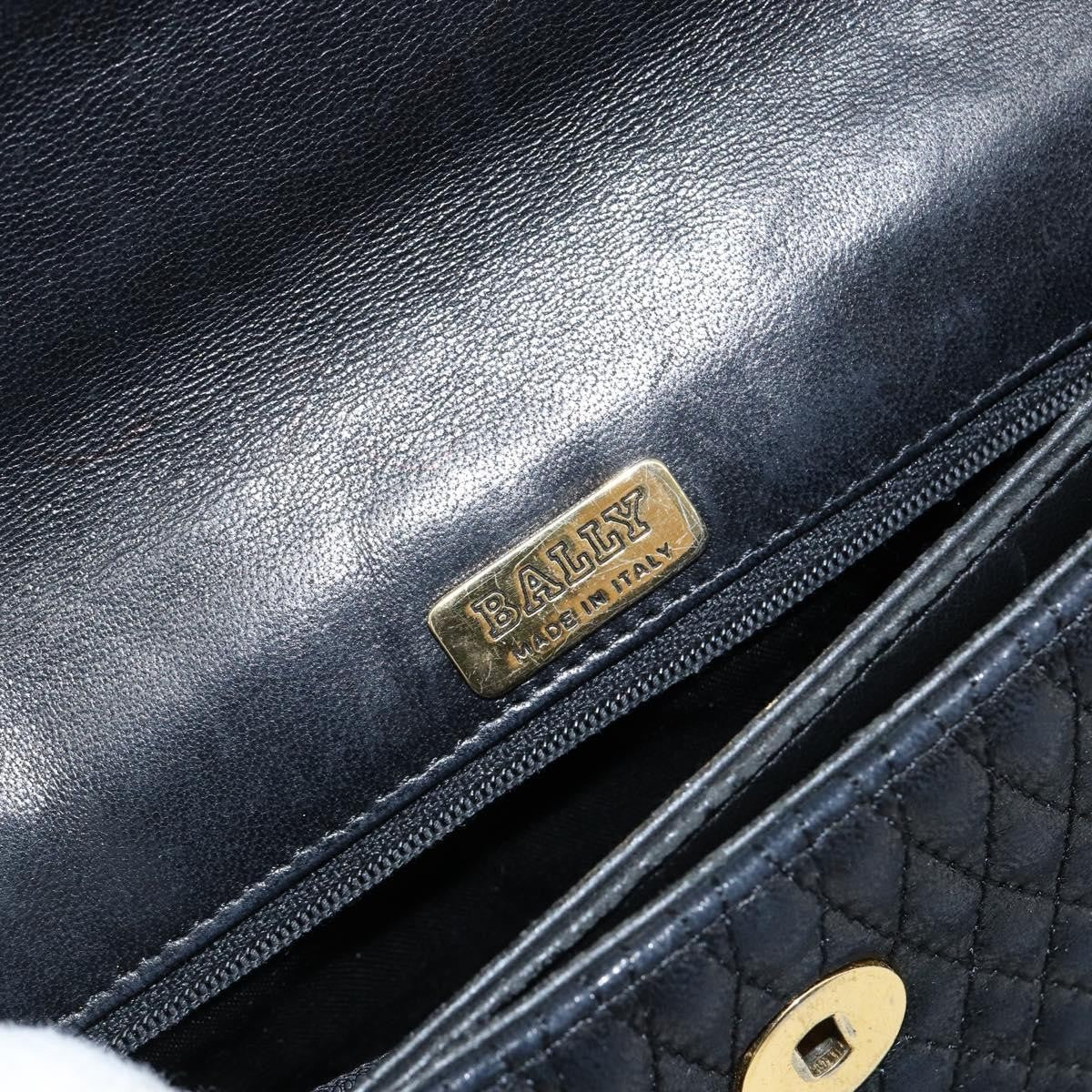 Bally Vintage Quilted Leather Black Leather Handbag (Pre-Owned)