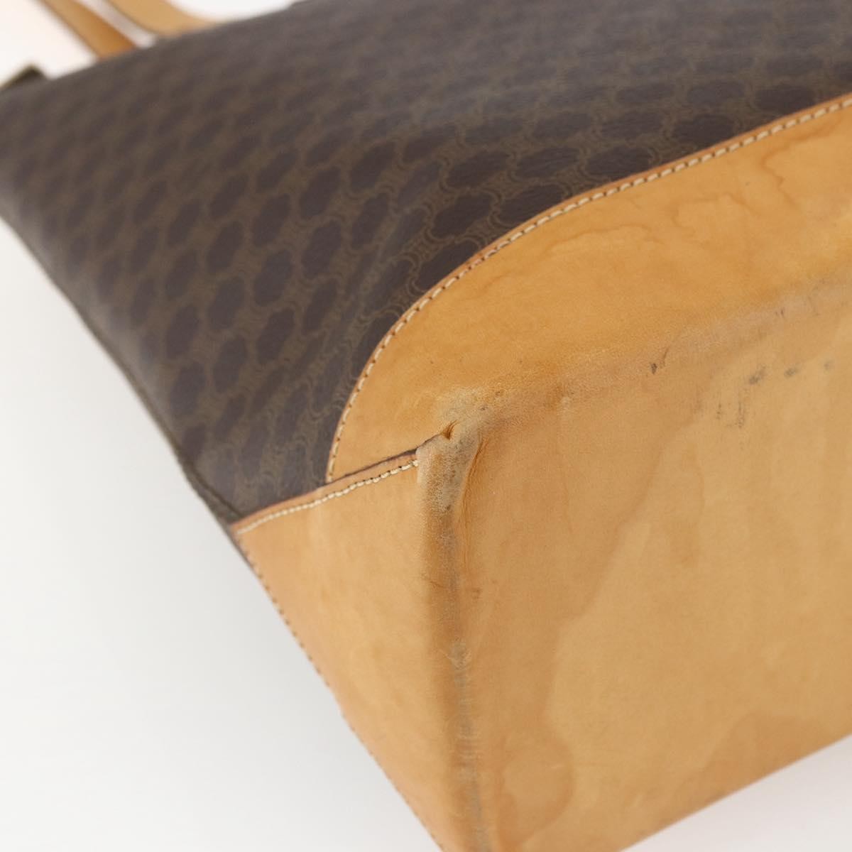 Celine Vintage Macadam Canvas And Leather Brown Canvas Tote Bag Bag (Pre-Owned)