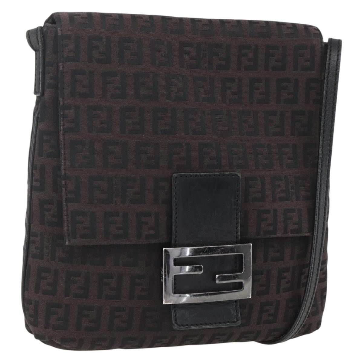 Fendi Vintage Flap Zucchino Canvas Brown Canvas Shoulder Bag Bag (Pre-Owned)