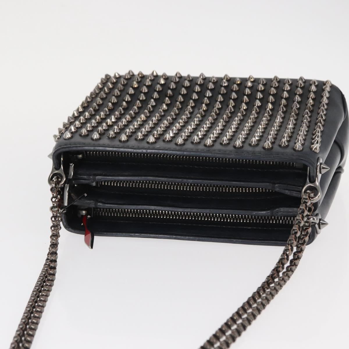 Christian Louboutin Triloubi Chain Leather Black Leather Handbag (Pre-Owned)