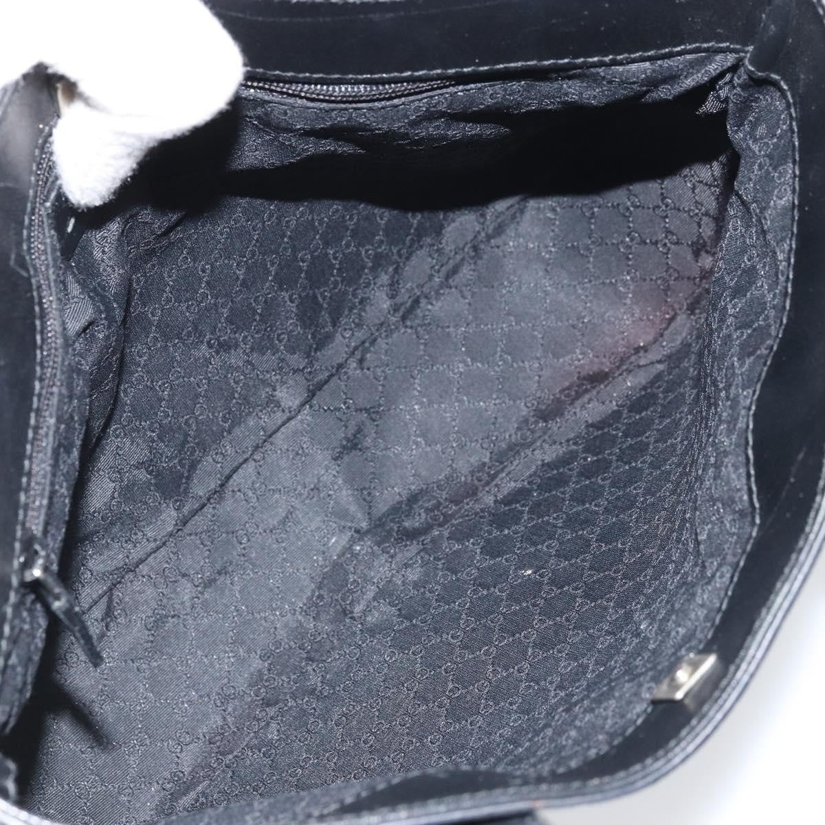 Gucci Vintage Web Tote Leather Black Leather Tote Bag Bag (Pre-Owned)