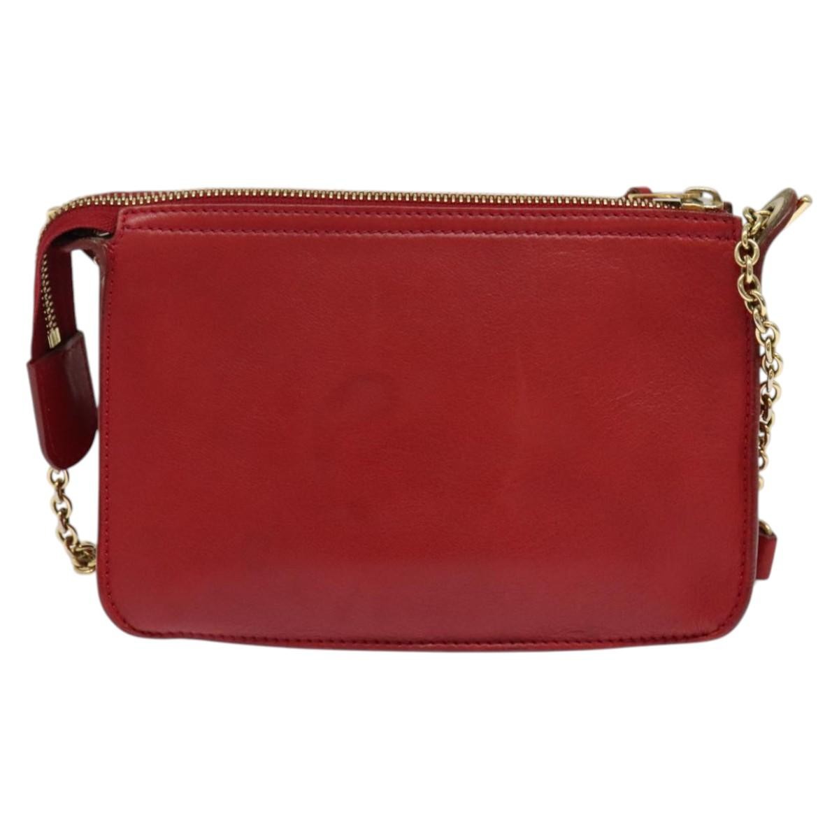 Celine Shoulder Leather Red Leather Shoulder Bag Bag (Pre-Owned)