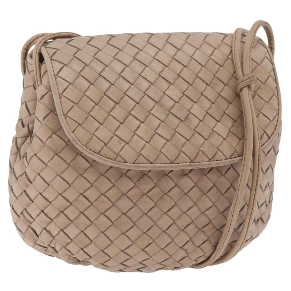 Bottega Veneta Intrecciato Shoulder Leather Beige Leather Shoulder Bag Bag (Pre-Owned)