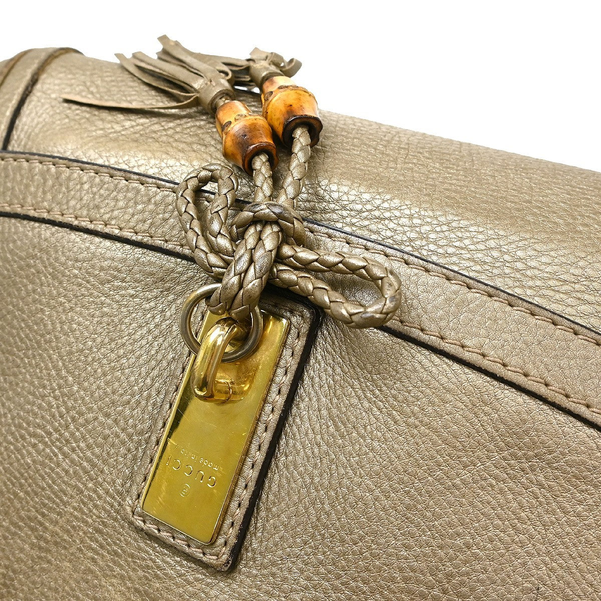 Gucci Bella Flap Leather Gold Leather Shoulder Bag Bag (Pre-Owned)