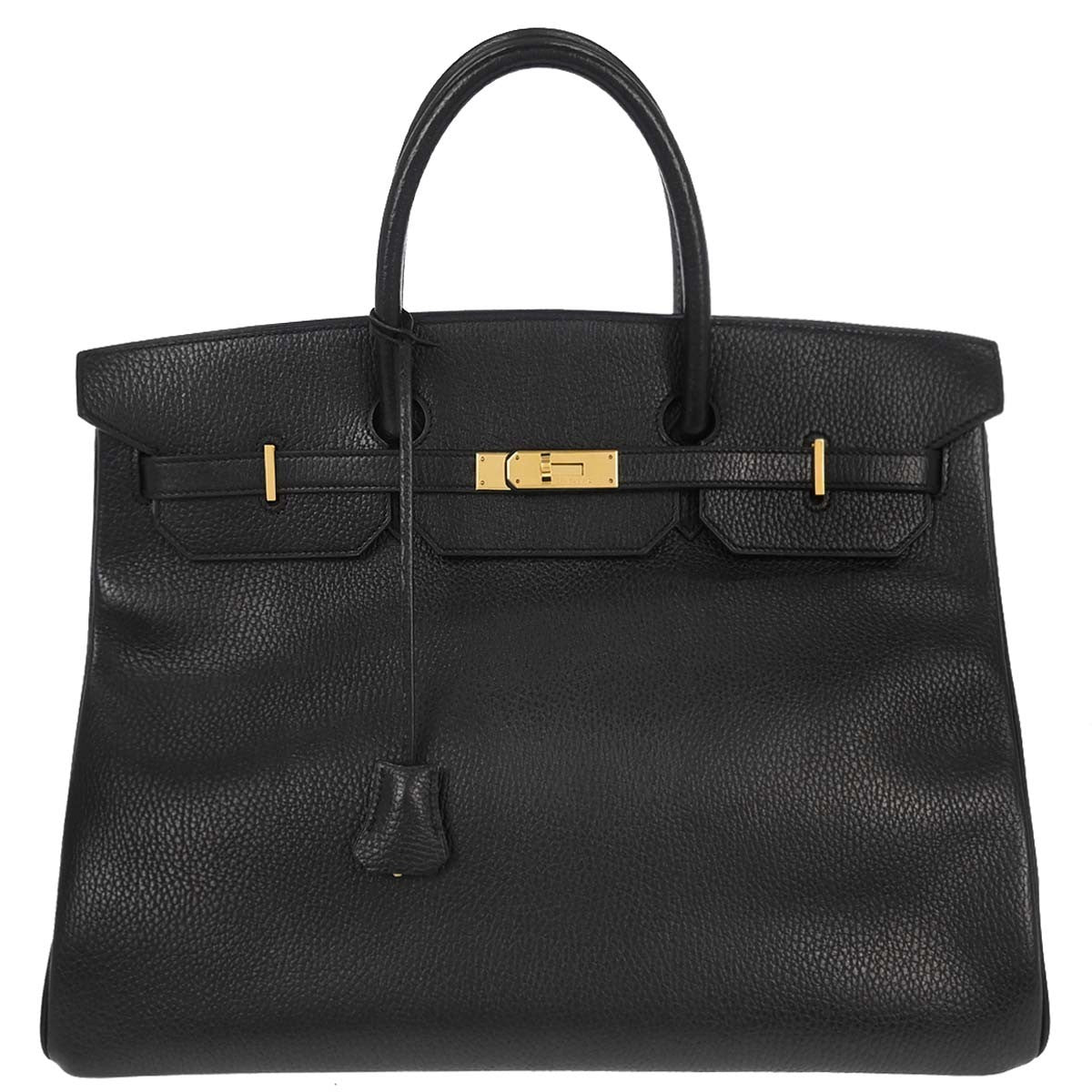 Hermes Birkin Black Ardennes With Gold Hardware Black Leather Handbag (Pre-Owned)