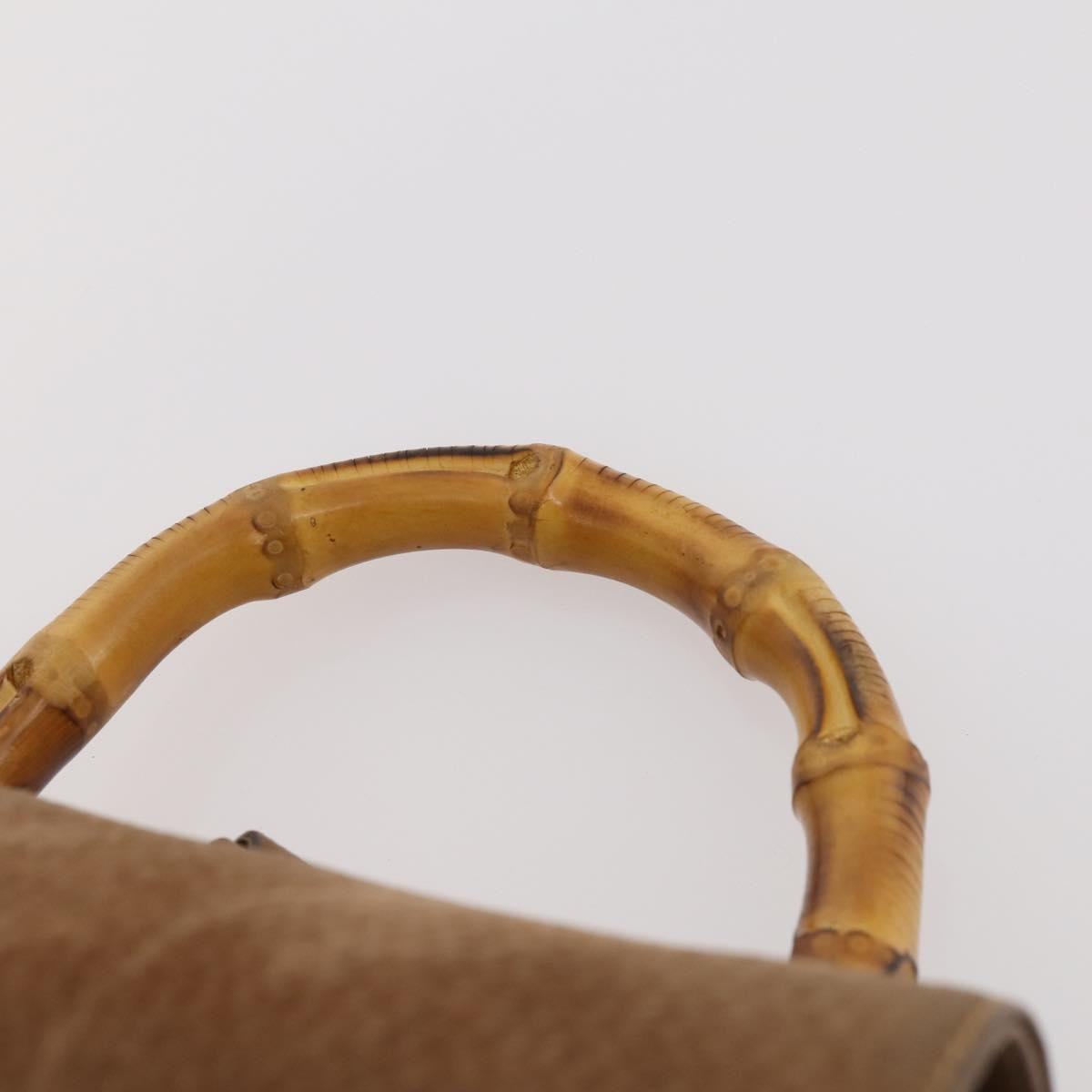 Gucci Vintage Bamboo Suede And Leather Brown Suede Backpack Bag (Pre-Owned)