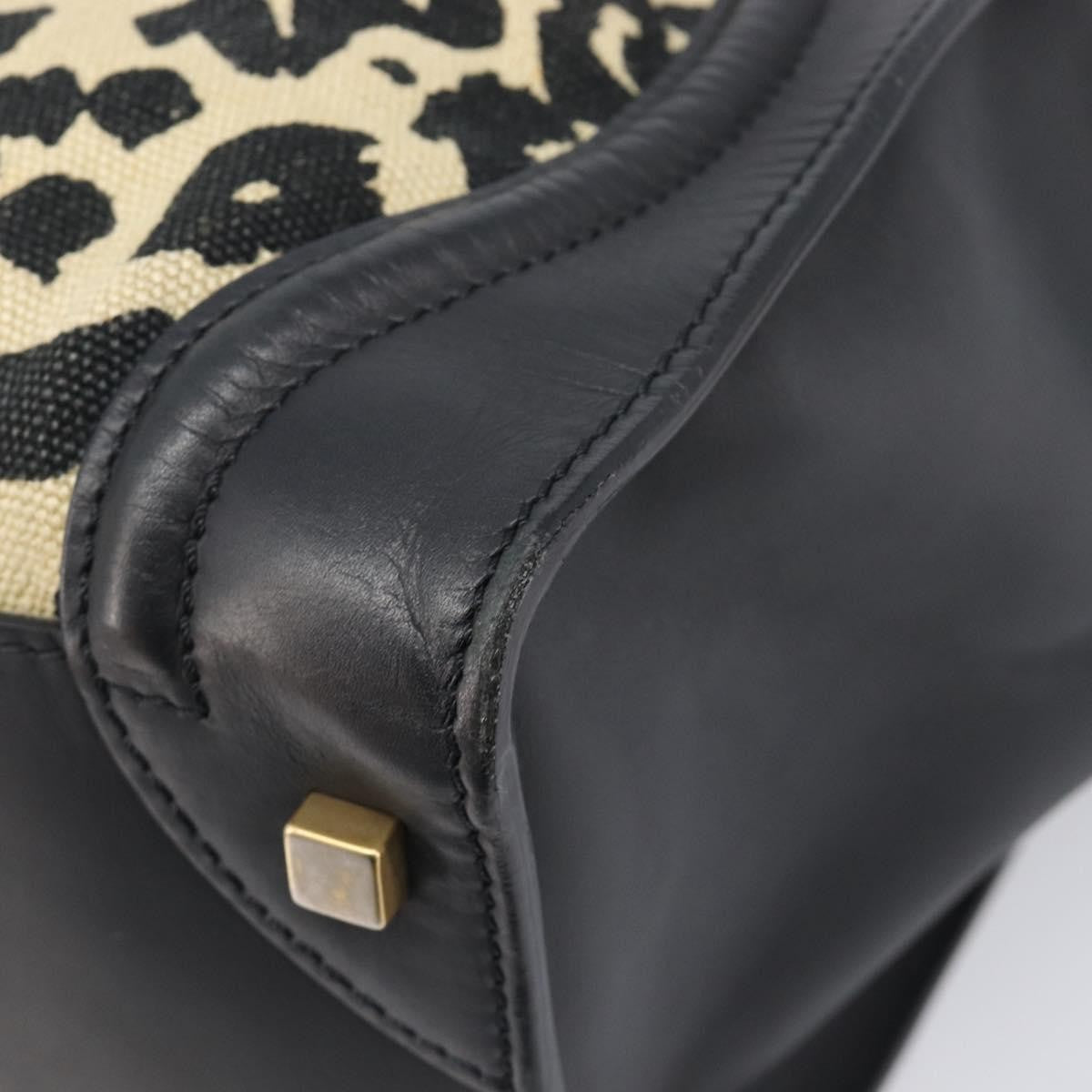 Celine Luggage Printed Canvas And Leather Black Leather Handbag (Pre-Owned)