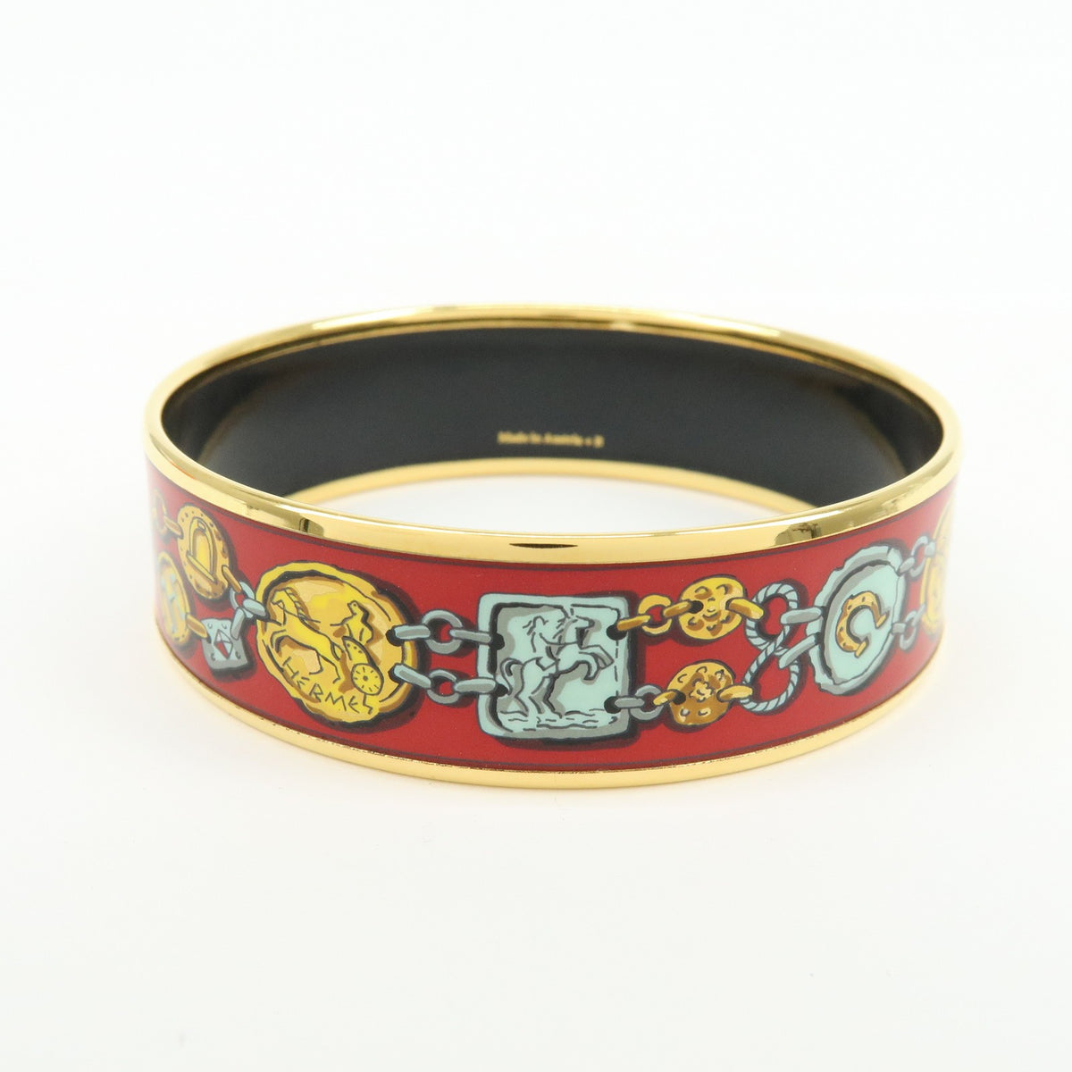Hermes Bangle Printed Enamel Red Gold_Plated Bracelet Jewelry (Pre-Owned)