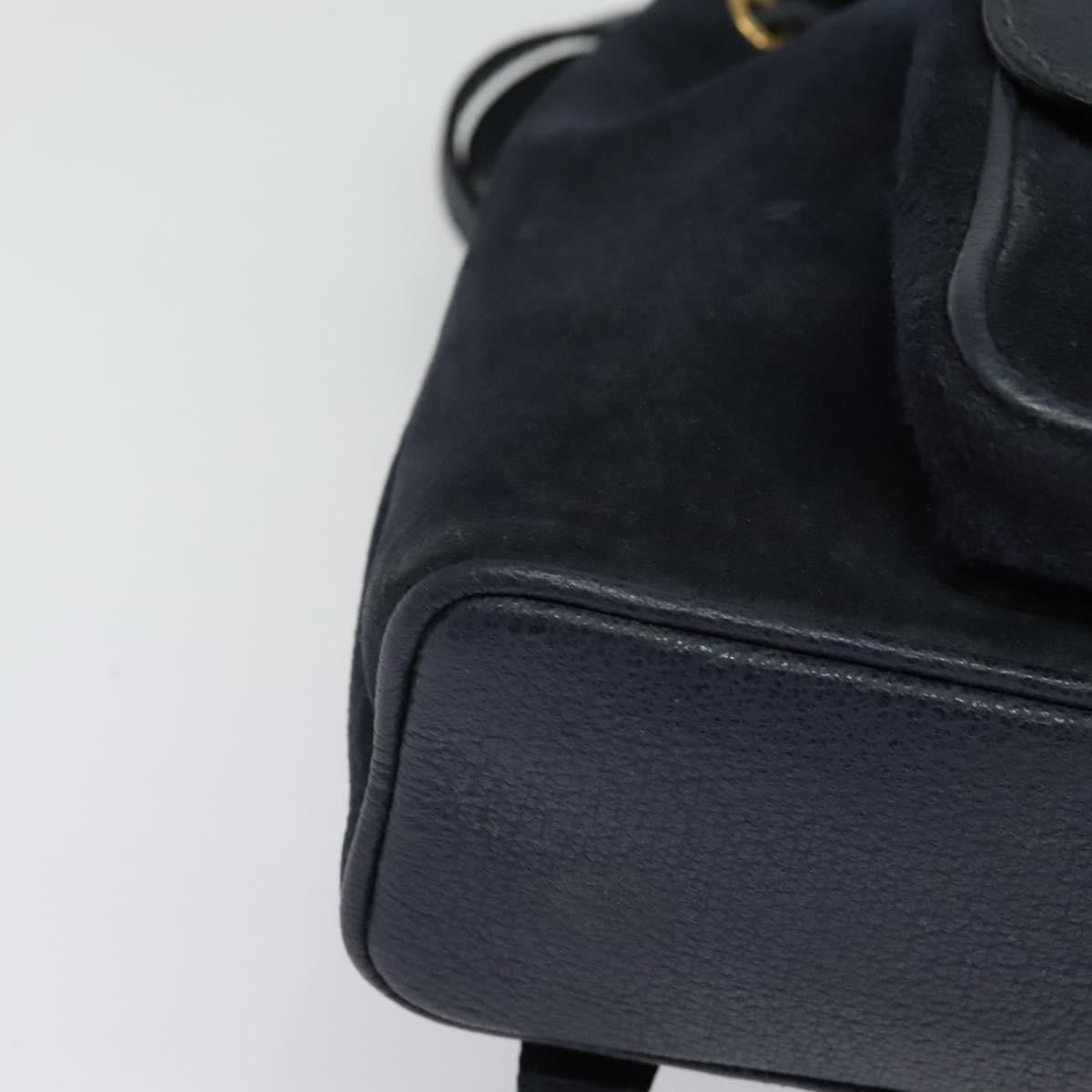 Gucci Gucci Bamboo Daim Navy Suede Backpack Bag (Pre-Owned)