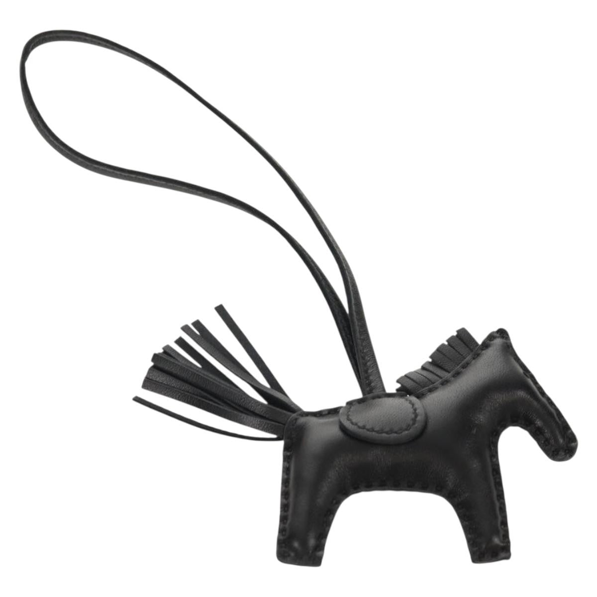 Hermes So Black Grigri Rodeo Bag Charm Leather Black Leather Charms And Keychains Accessory (Pre-Owned)