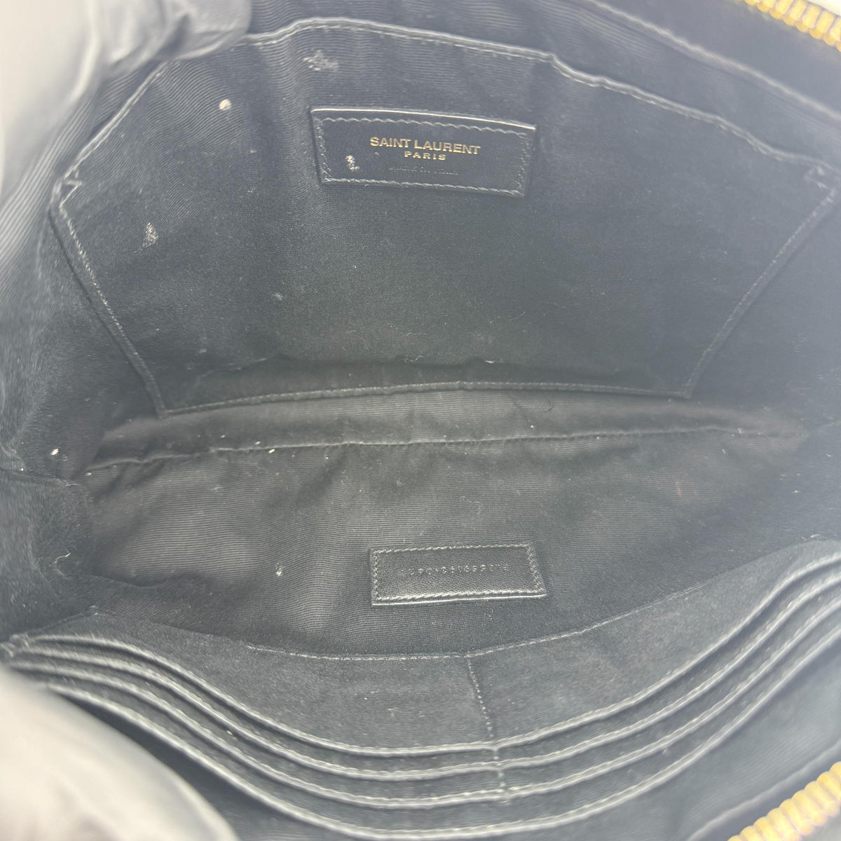 Saint Laurent Classic Monogram Wristlet Matelasse Chevron Leather Black Leather Clutche & Pouche Bag (Pre-Owned)