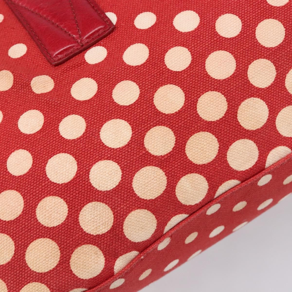 Miu Miu Beau Top Handle Leather Red Canvas Handbag (Pre-Owned)