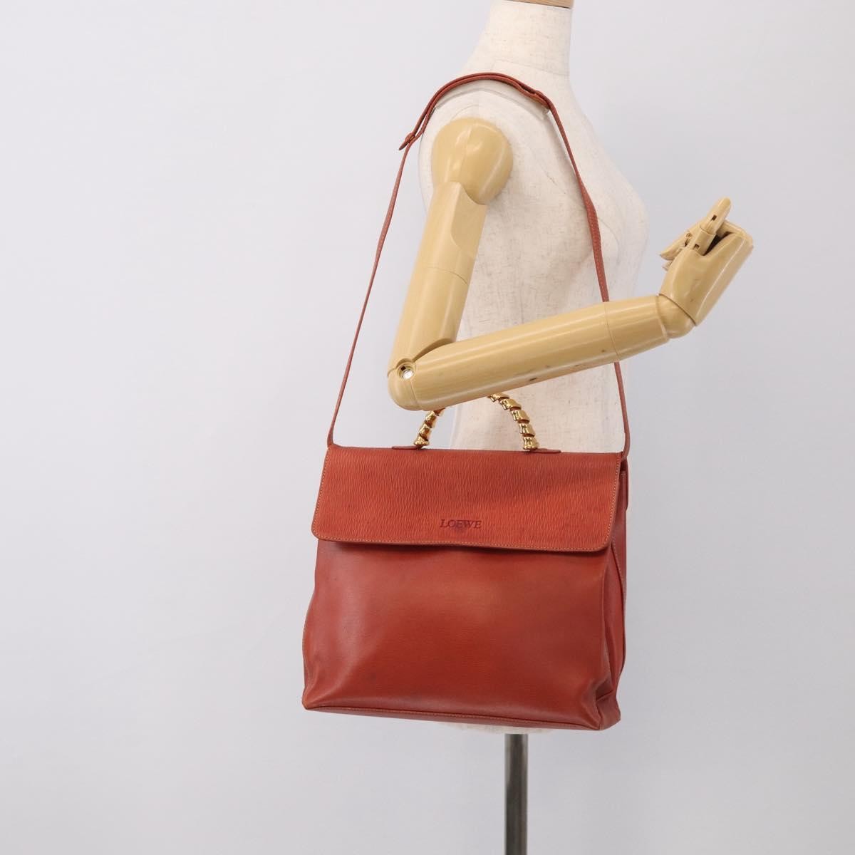 Loewe Vintage Velazquez Top Handle Leather Orange Leather Handbag (Pre-Owned)