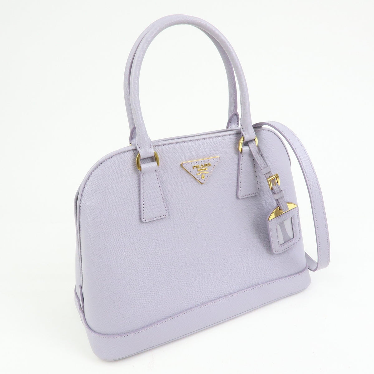 Prada Open Promenade Saffiano Leather Purple Leather Handbag (Pre-Owned)