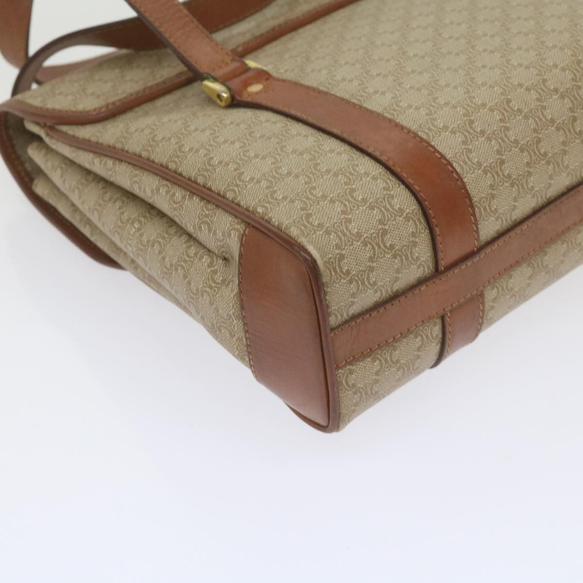 Celine Vintage Macadam Canvas And Leather Beige Canvas Handbag (Pre-Owned)