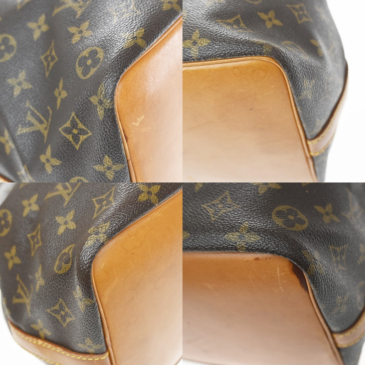 Louis Vuitton Petit Noe Monogram Canvas Brown Leather Handbag (Pre-Owned)