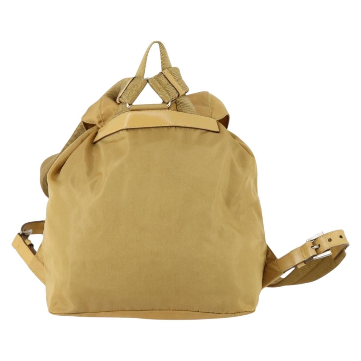 Off White Double Front Pocket Printed Canvas Beige Nylon Backpack Bag (Pre-Owned)