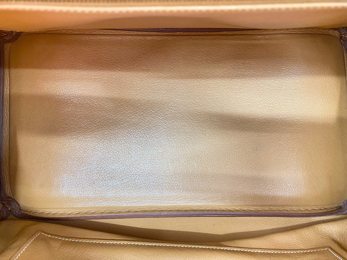 Hermes Birkin Brown Epsom With Gold Hardware Beige Calfskin Handbag (Pre-Owned)