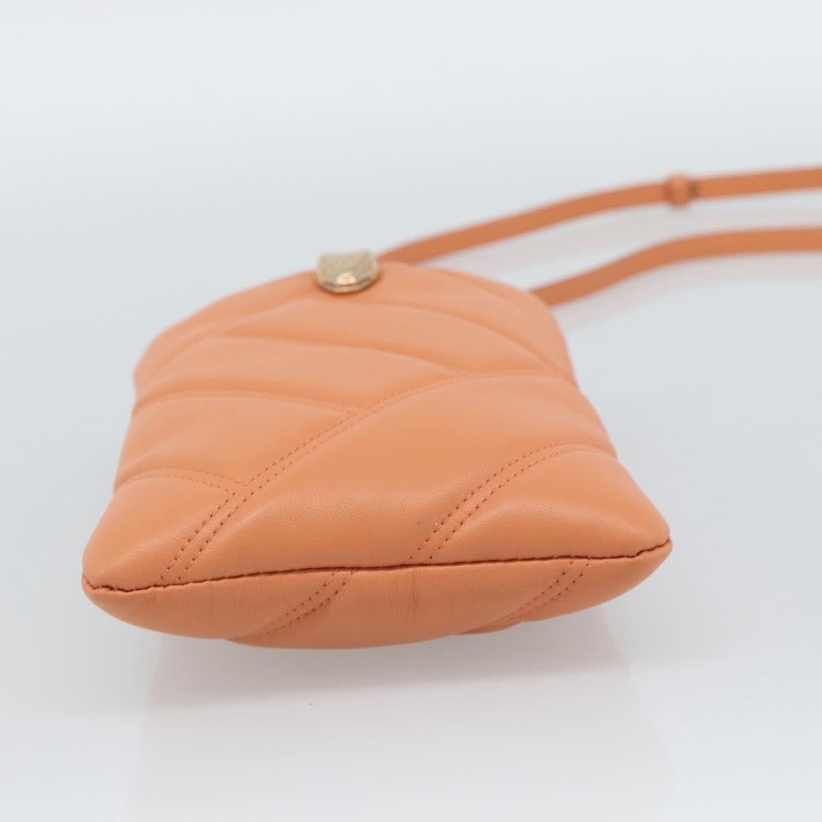Bvlgari Serpenti Cabochon Phone Holder On Chain Diagonal Quilted Leather Orange Leather Clutche & Pouche Bag (Pre-Owned)