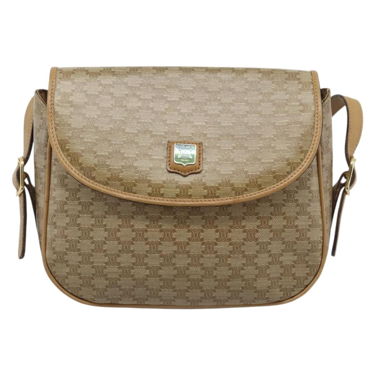 Celine Vintage Macadam Canvas Beige Canvas Shoulder Bag Bag (Pre-Owned)