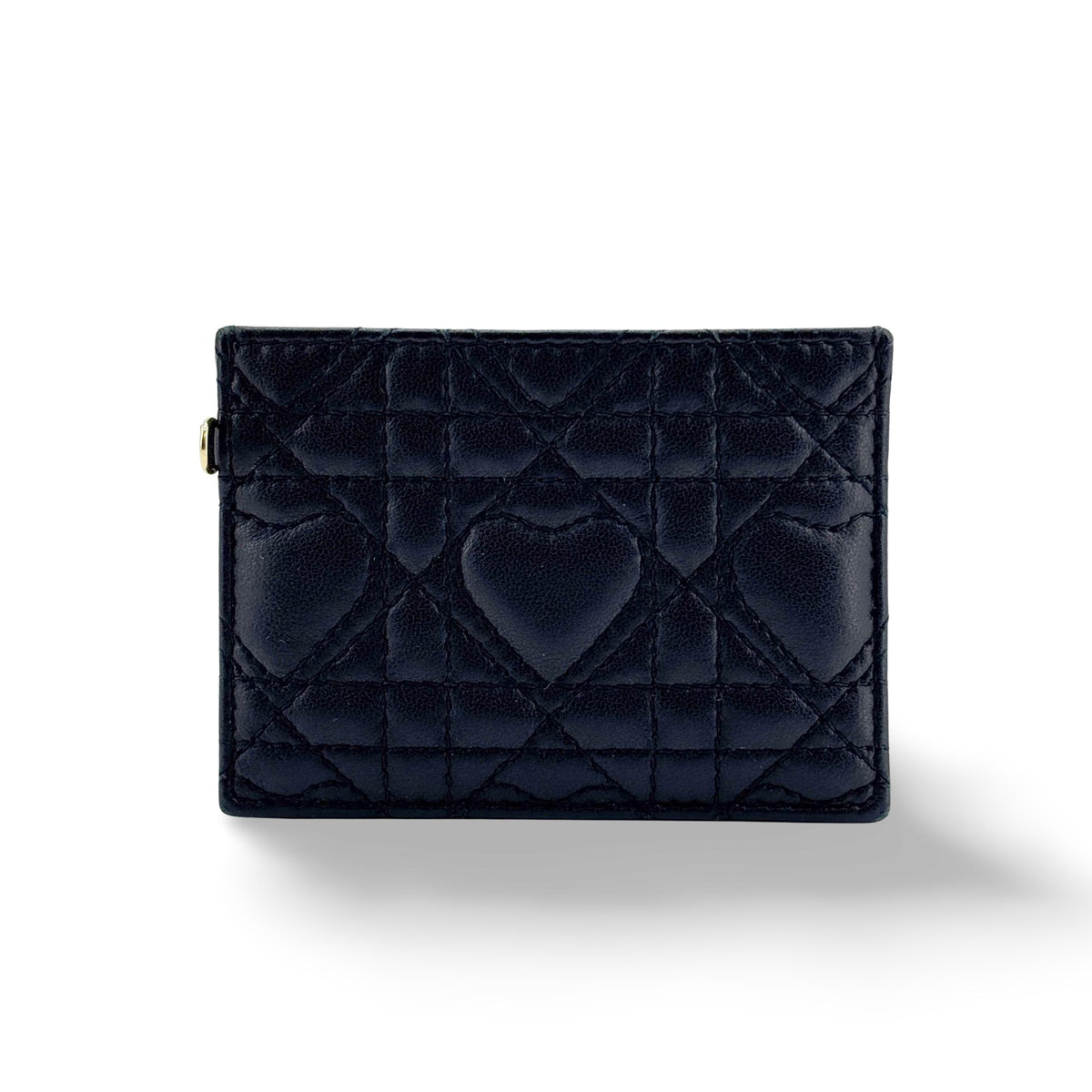 Christian Dior Lady Dior Card Holder Cannage Quilt Lambskin Black Leather Card Holders Accessory (Pre-Owned)
