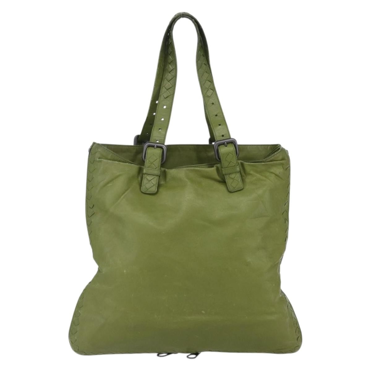 Bottega Veneta Intrecciato Leather Green Leather Shoulder Bag Bag (Pre-Owned)