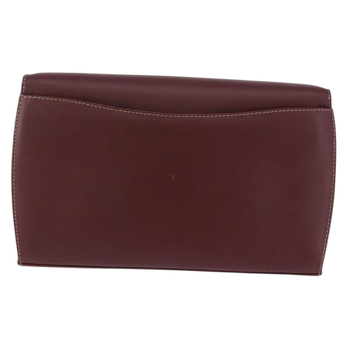 Cartier Must De Cartier Clutch Leather Burgundy Leather Clutche & Pouche Bag (Pre-Owned)