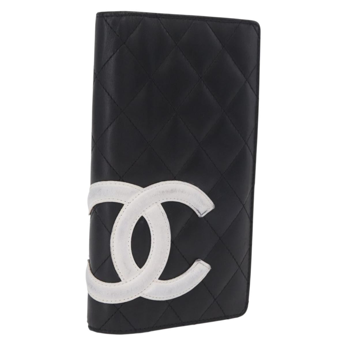 Chanel Cambon Bifold Quilted Calfskin Black Leather Wallets Accessory (Pre-Owned)
