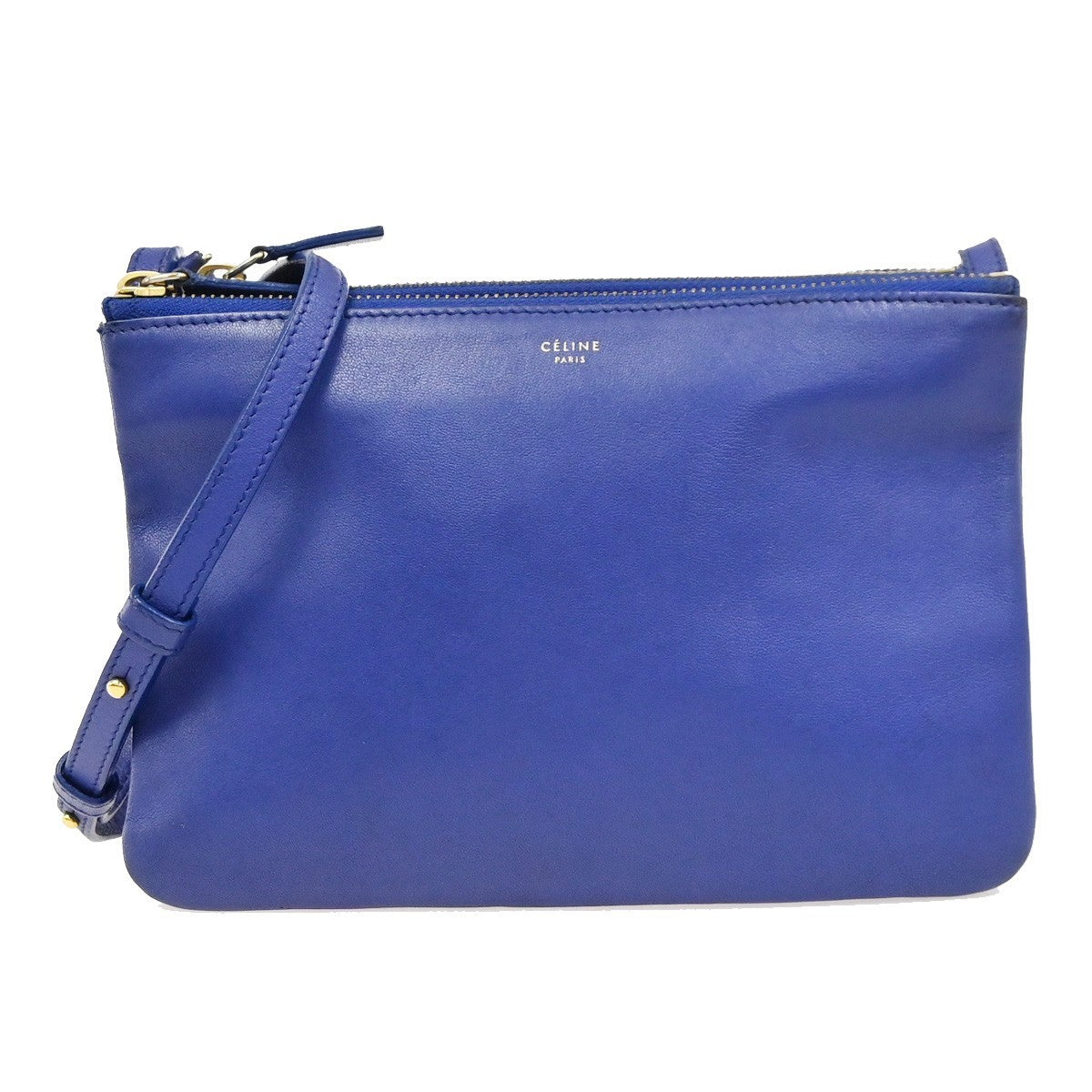 Celine Trio Leather Blue Leather Shoulder Bag Bag (Pre-Owned)